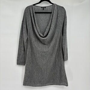 Eileen Fisher Alpaca Cowl Drape Neck Gray Sweater Dress Mini Short Small